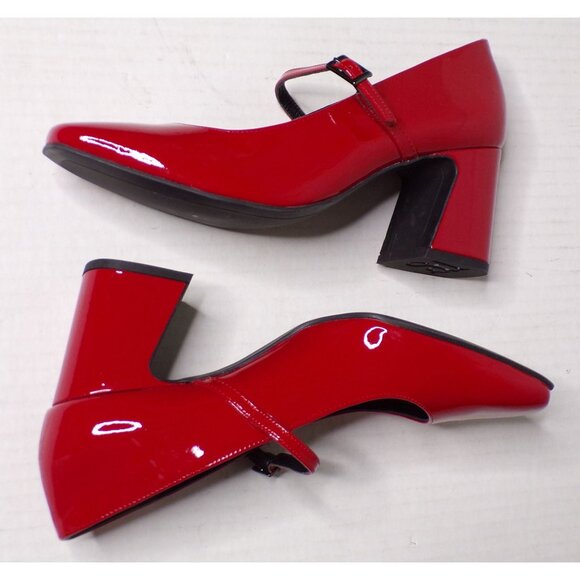 🆕PAUL GREEN Zoe Mary Jane Square Toe Pump Shoes 8 Red Patent - Picture 15 of 16